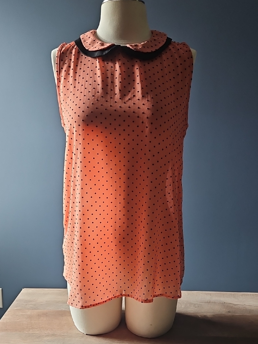 Necessary Clothing Peach Polkadot Sheer Sleeveless Blouse
